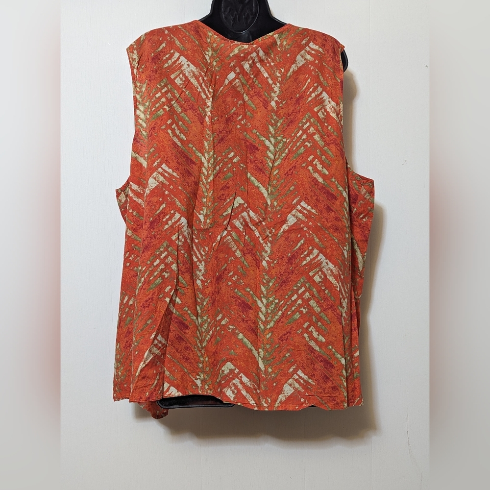 Women's Liz&Me Sleeveless Blouse Orange w/metal studs Size 3X - Picture 2 of 4